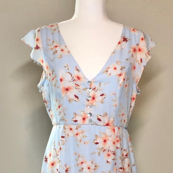 NWT Gorgeous Evening Light Blue Maxi Boho Dress - Picture 3 of 9